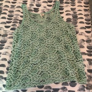 Frenchi Mint Green Sheer Lace Tank Top